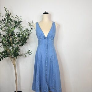 Reformation A line soft Denim Sleeveless Dress